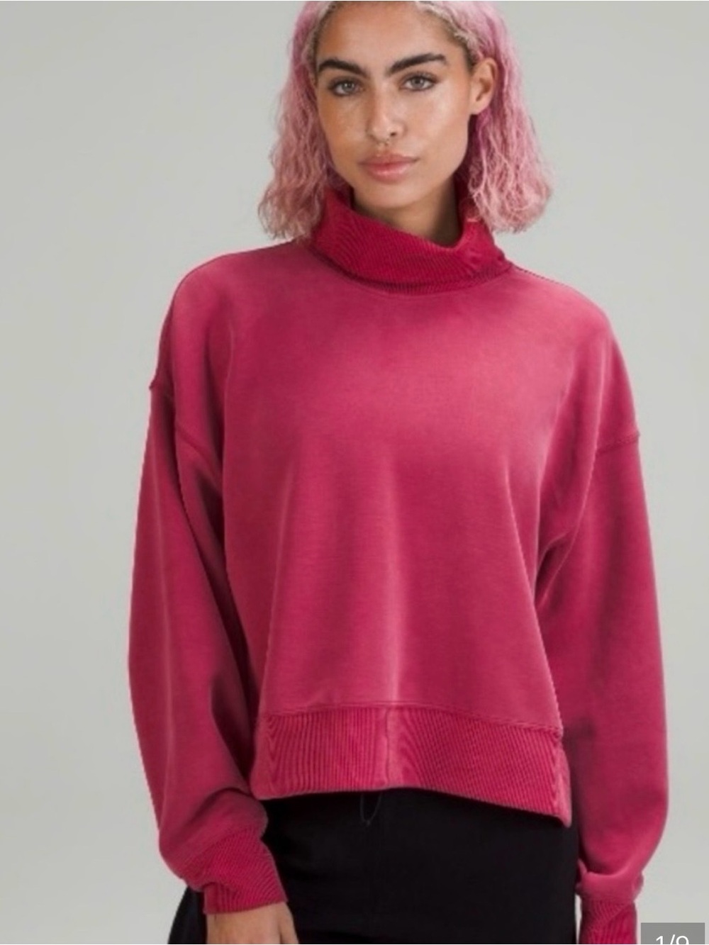Lululemon softstreme turtleneck pullover sweatshirt in pomegranate